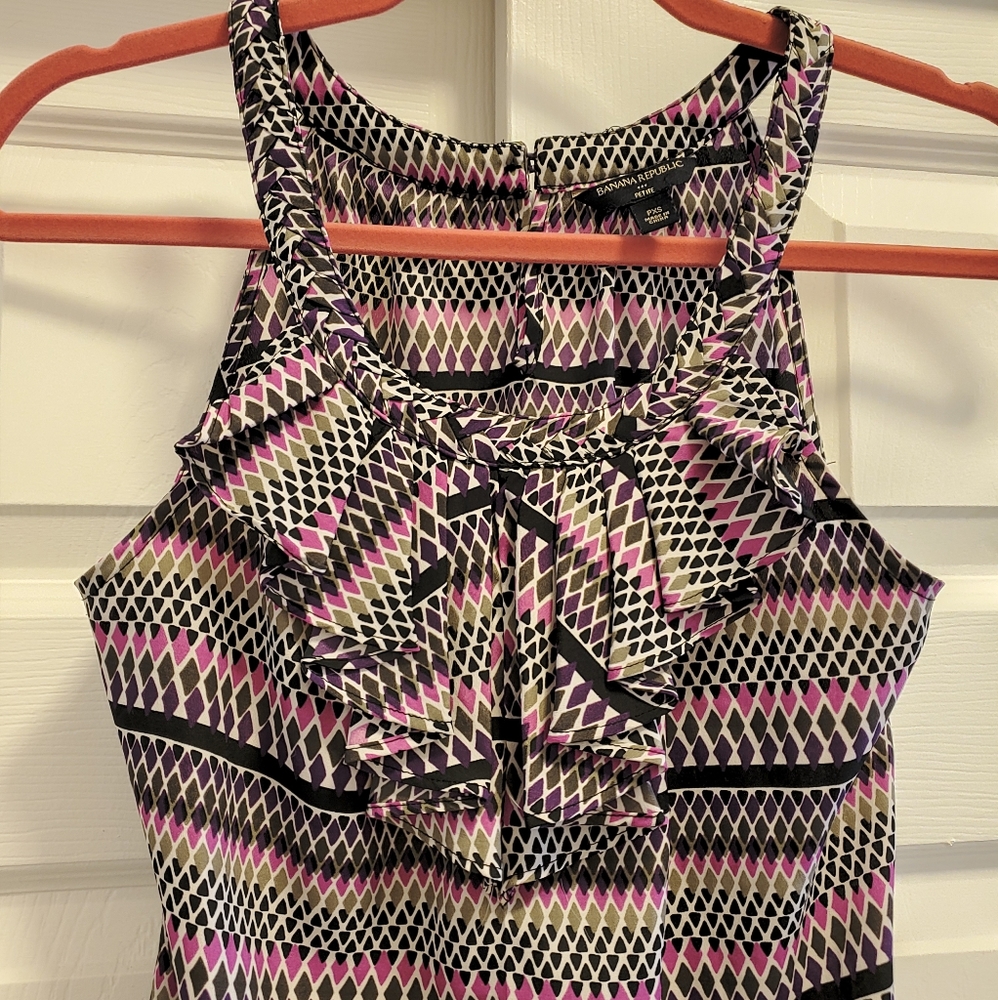 Banana Republic multicolor fringe neck tank blouse